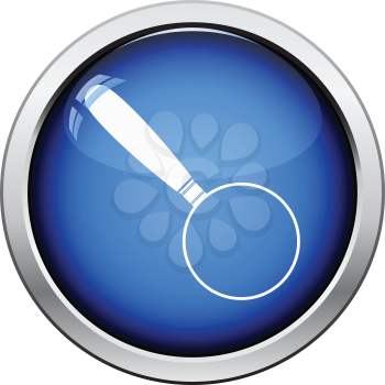 Magnifying glass icon. Glossy button design. Vector illustration.