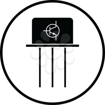 Transistor icon. Thin circle design. Vector illustration.