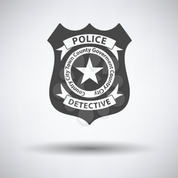Police badge icon on gray background with round shadow. Vector illustration.