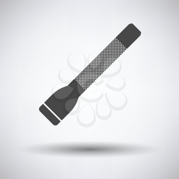 Police flashlight icon on gray background with round shadow. Vector illustration.