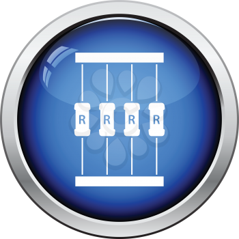 Resistor tape icon. Glossy button design. Vector illustration.