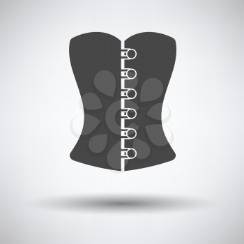 Sexy corset icon on gray background with round shadow. Vector illustration.