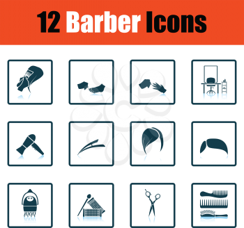 Barber icon set. Shadow reflection design. Vector illustration.