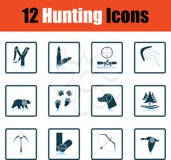 Hunting icon set. Shadow reflection design. Vector illustration.