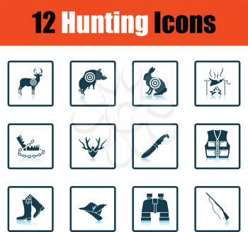 Hunting icon set. Shadow reflection design. Vector illustration.