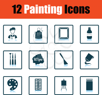 Set of painting icons. Shadow reflection design. Vector illustration.