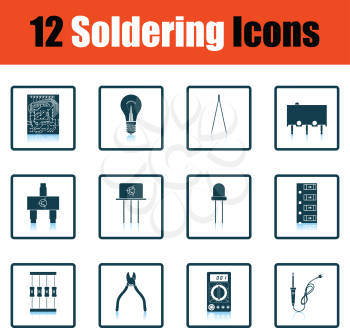 Set of soldering  icons. Shadow reflection design. Vector illustration.