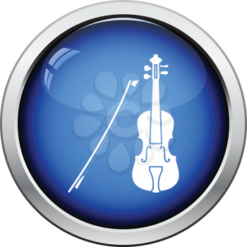 Violin icon. Glossy button design. Vector illustration.