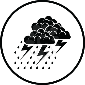 Thunderstorm icon. Thin circle design. Vector illustration.