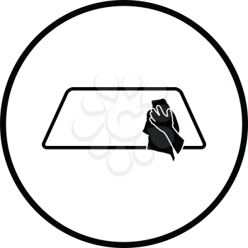 Wipe car window icon. Thin circle design. Vector illustration.