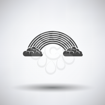 Rainbow icon on gray background with round shadow. Vector illustration.