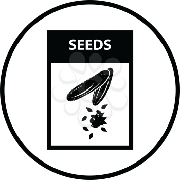 Seed pack icon. Thin circle design. Vector illustration.