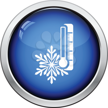 Winter cold icon. Glossy button design. Vector illustration.