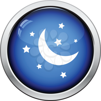 Night icon. Glossy button design. Vector illustration.