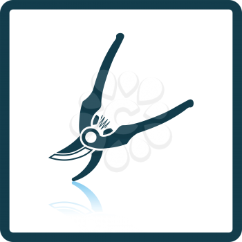 Garden scissors icon. Shadow reflection design. Vector illustration.