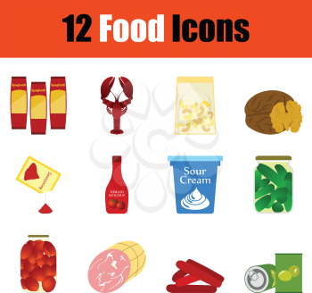 Food icon set. Color flat design. Vector illustration.