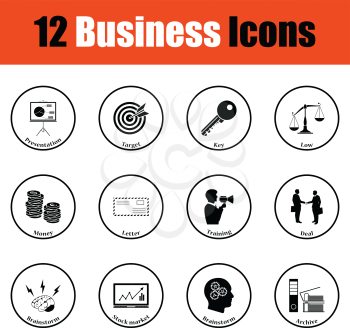 Business icon set. Thin circle design. Vector illustration.