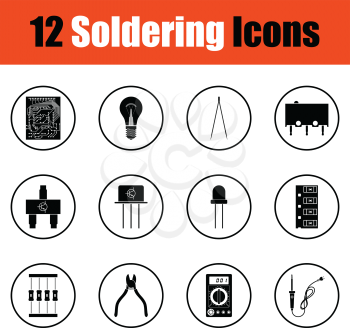 Set of soldering  icons.  Thin circle design. Vector illustration.