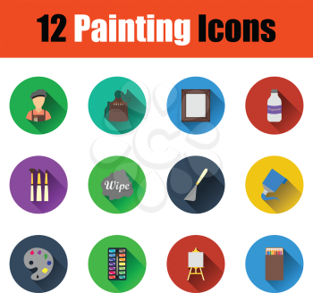 Set of painting icons in ui colors. Vector illustration.