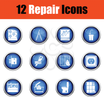 Set of repair icons. Flat design tennis icon set in ui colors. Vector illustration Glossy button design. Vector illustration.