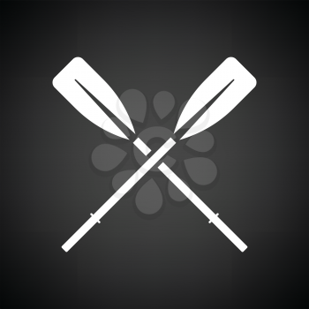 Icon of  boat oars. Black background with white. Vector illustration.