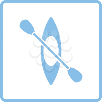 Kayak and paddle icon. Blue frame design. Vector illustration.