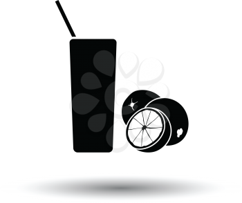 Orange juice glass icon. White background with shadow design. Vector illustration.