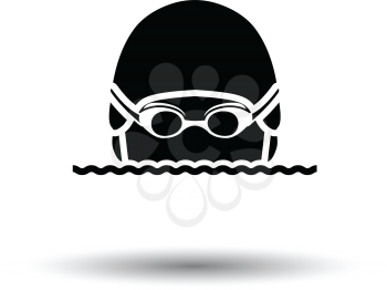 Swimming man head icon. White background with shadow design. Vector illustration.