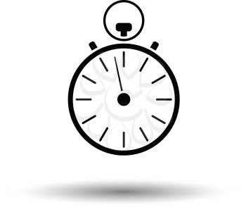 Stopwatch icon. White background with shadow design. Vector illustration.