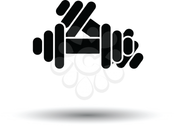 Dumbbell icon. White background with shadow design. Vector illustration.