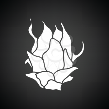Dragon fruit icon. Black background with white. Vector illustration.