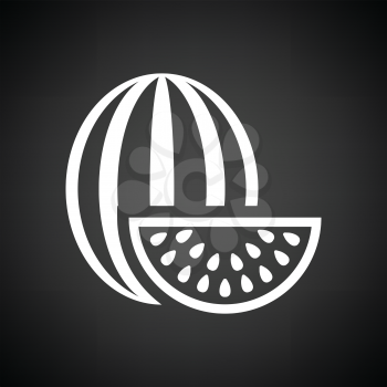 Watermelon icon. Black background with white. Vector illustration.