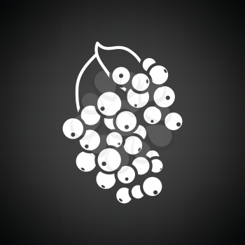 Black currant icon. Black background with white. Vector illustration.