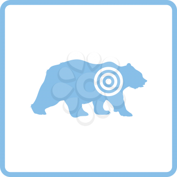 Bear silhouette with target  icon. Blue frame design. Vector illustration.