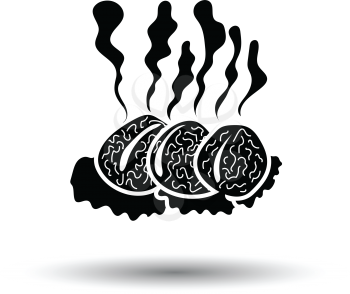 Smoking cutlet icon. White background with shadow design. Vector illustration.