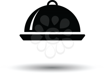 Restaurant  cloche icon. White background with shadow design. Vector illustration.
