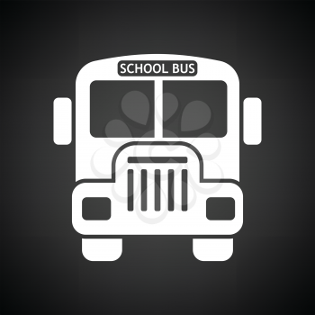School bus icon. Black background with white. Vector illustration.