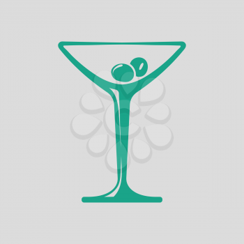 Cocktail glass icon. Gray background with green. Vector illustration.