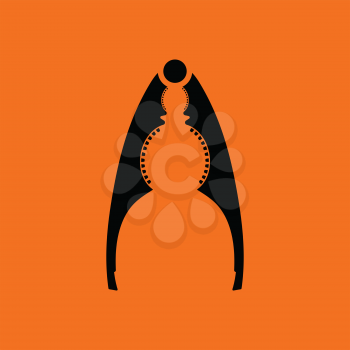 Nutcracker pliers icon. Orange background with black. Vector illustration.