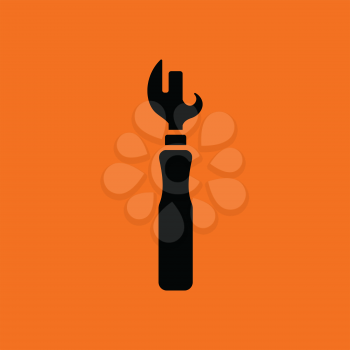 Can opener icon. Orange background with black. Vector illustration.