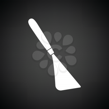 Palette knife icon. Black background with white. Vector illustration.