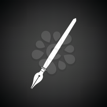 Fountain pen icon. Black background with white. Vector illustration.