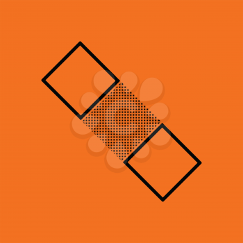 Medical plaster icon. Orange background with black. Vector illustration.