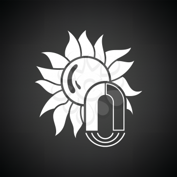 Magnetic storm icon. Black background with white. Vector illustration.