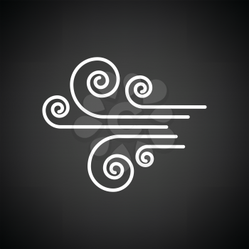 Wind icon. Black background with white. Vector illustration.
