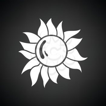 Sun icon. Black background with white. Vector illustration.