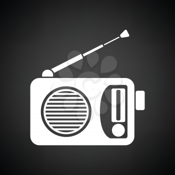 Radio icon. Black background with white. Vector illustration.