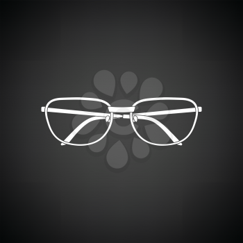 Glasses icon. Black background with white. Vector illustration.
