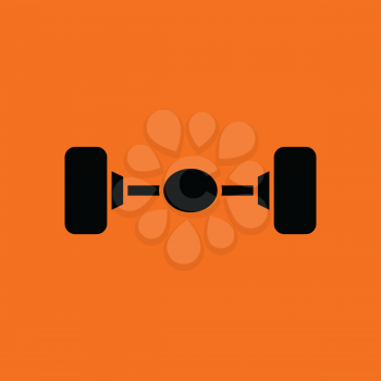 Car rear axle icon. Orange background with black. Vector illustration.