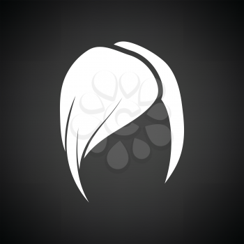 Lady's hairstyle icon. Black background with white. Vector illustration.